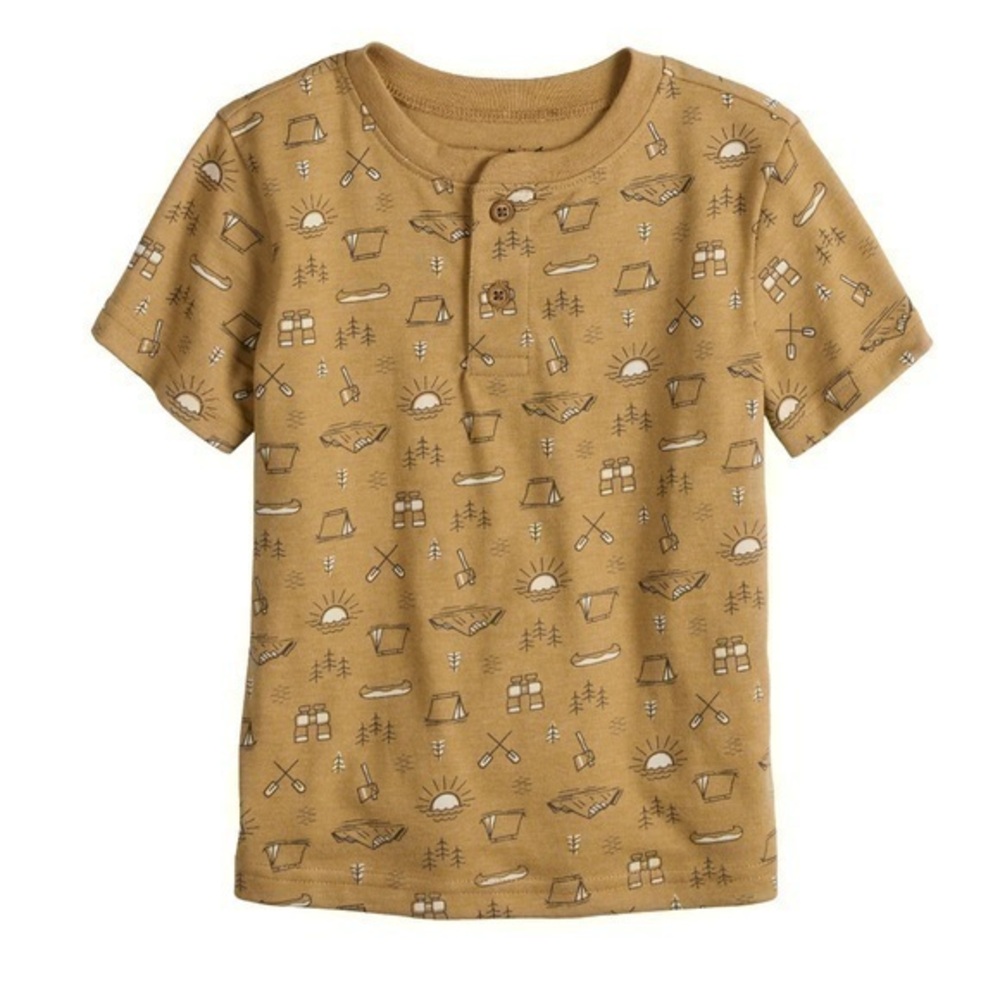 Toddler Boy Jumping Beans® Camp
Print Short Sleeve Henley Tee 4T